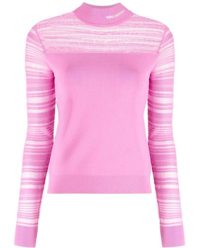 Karl Lagerfeld Logo-trim Sweater - Pink