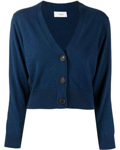 Pringle of Scotland Cropped Button-up Cardigan - Blue
