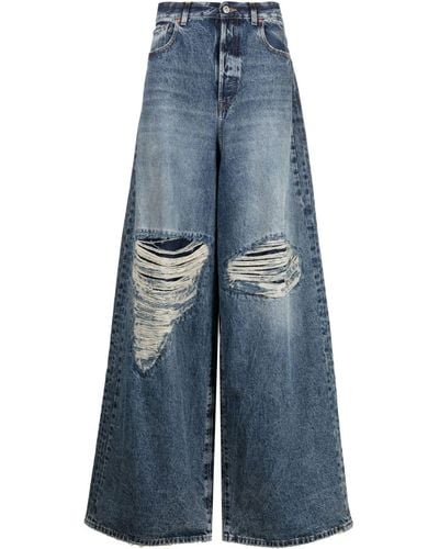 Vetements Distressed Wide-leg Jeans - Blue