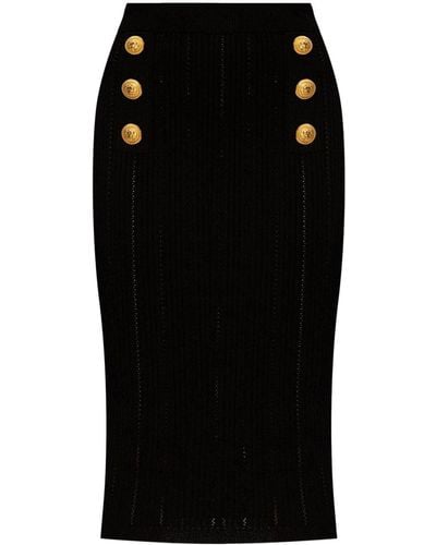 Balmain Knitted Midi Skirt - Black