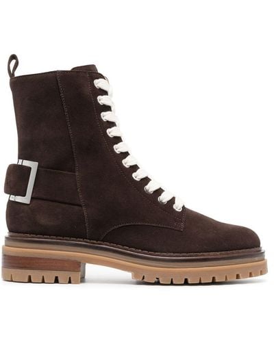 Sergio Rossi Lace-up Suede Ankle Boots - Brown