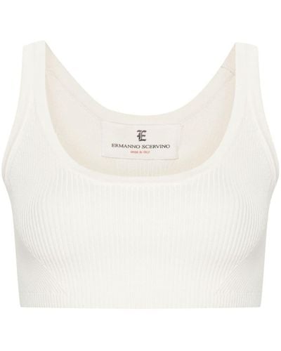 Ermanno Scervino Ribbed-knit Crop Top - White