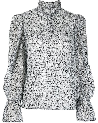 Maje Bluse mit Blumen-Print - Grau