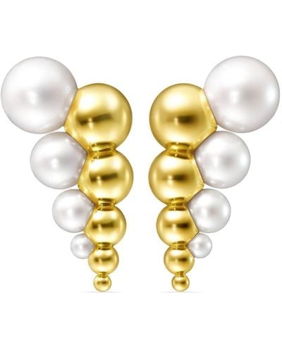Tasaki 18kt Yellow Gold M/g Reflected Freshwater Pearl Earrings - Metallic