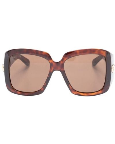Gucci Tortoiseshell-effect Oversized-frame Sunglasses - Pink