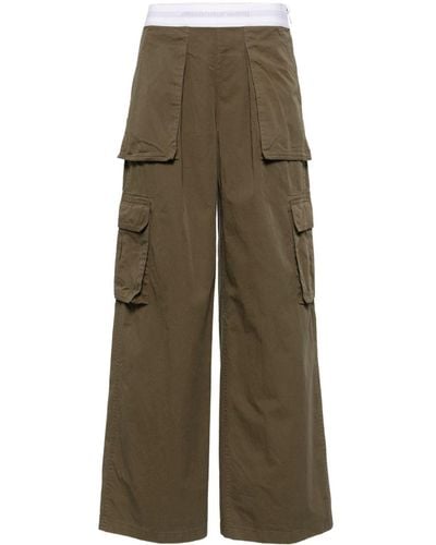 Alexander Wang Logo-waistband Straight-leg Cargo Pants - Green