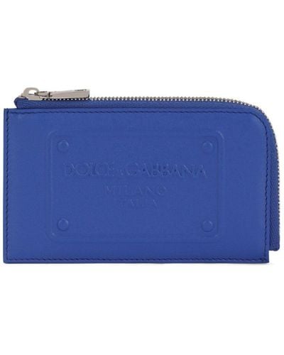 Dolce & Gabbana Portefeuille zippé à logo embossé - Bleu