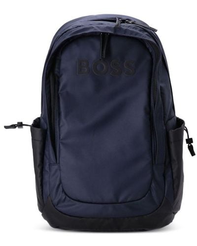 BOSS Thunder Logo-appliqué Coated-finish Backpack - Blue