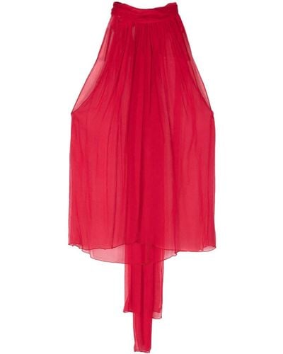 Atu Body Couture Semi-sheer Silk Blouse - Red