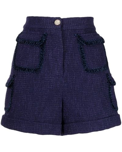 Edward Achour Paris Tweed Pocketed Shorts - Blue