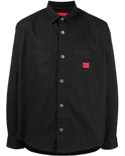 HUGO Logo-patch Denim Shirt Jacket - Black
