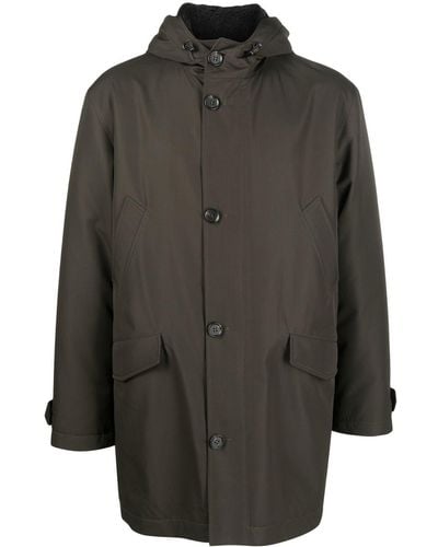 Liska Button-front Hooded Coat - Grey