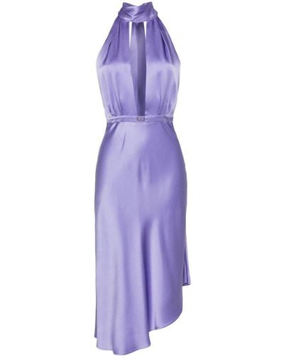 Elisabetta Franchi Satin Midi Dress - Purple