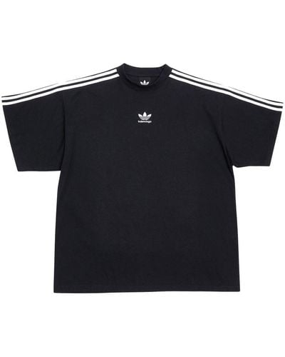 Balenciaga X Adidas Logo-embroidered Short-sleeved T-shirt - Black