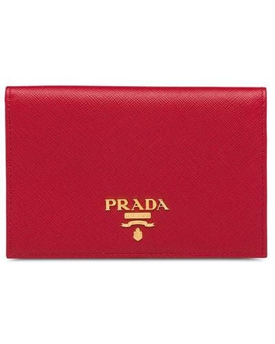 Prada Logo-plaque Wallet - Red