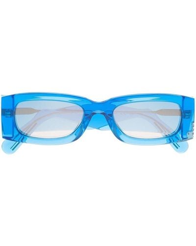 Gcds Logo-plaque Rectangle-frame Sunglasses - Blue