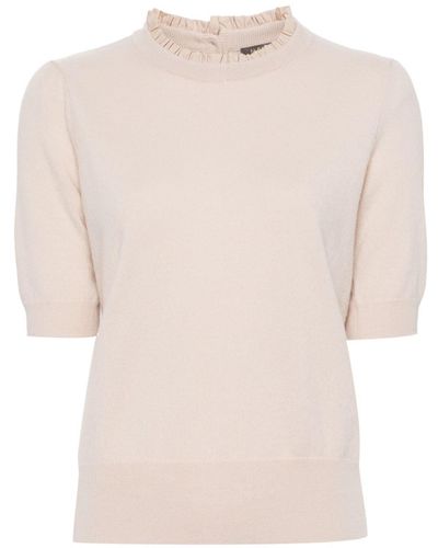 N.Peal Cashmere T-shirt Met Ruches - Naturel