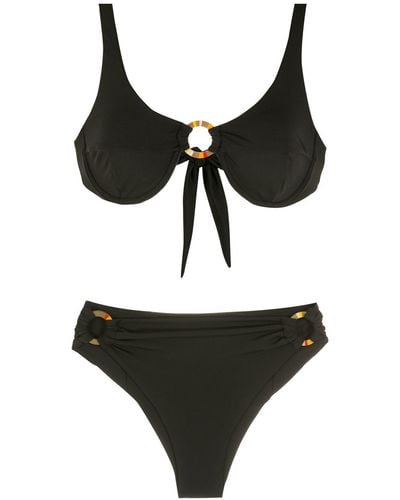 Amir Slama Ring-details Bikini Set - Black