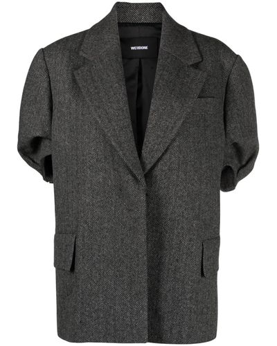we11done Short Puff Sleeve Blazer - Women's - Wool/nylon/polyester/acrylic - Black