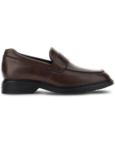 Hogan H576 Leather Loafers - Brown