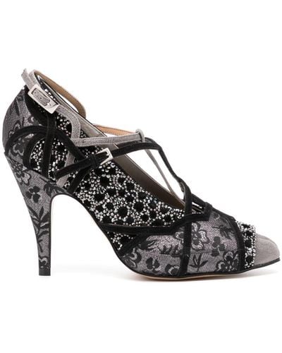 Maison Margiela Tabi Monster Velvet 70mm Embellished Court Shoes - Black