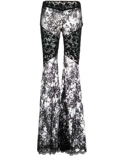 Roberto Cavalli Flared Chantilly-lace Trousers - Black
