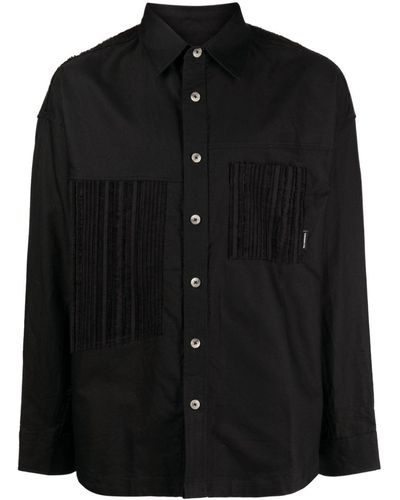 FIVE CM Frayed-detail Cotton Shirt - Black