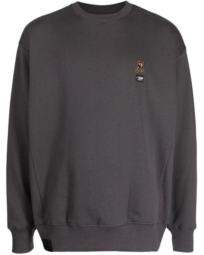 Izzue Bear-patch Fleece Sweatshirt - Grey