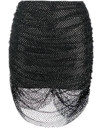 GIUSEPPE DI MORABITO Rhinestone-embellished Mesh Miniskirt - Black