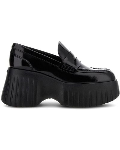 Hogan H-stripes Platform Loafers - Black