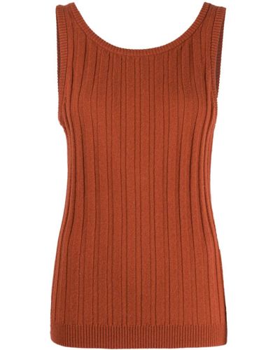 Cashmere In Love Mara Ribbed-knit Tank Top - Brown