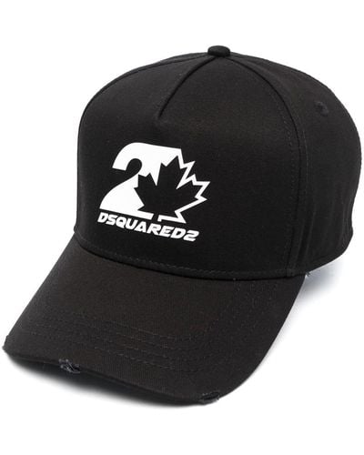 DSquared² Appliqué-patch slogan-embroidered cap - Negro