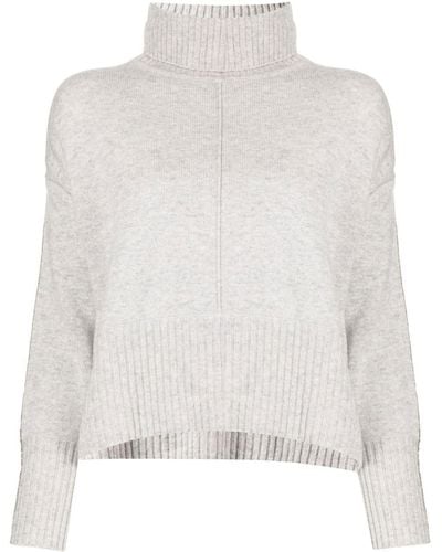 N.Peal Cashmere Jersey con rayas laterales - Blanco