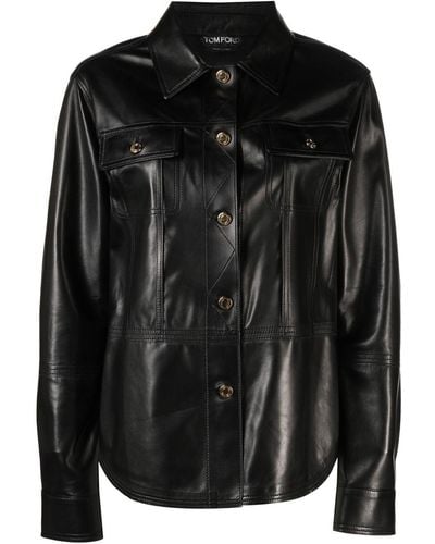 Tom Ford Calf-leather Shirt - Black
