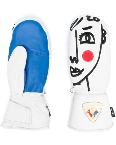 Rossignol Logo-patch Detail Leather Mittens - Blue