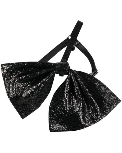 Noir Kei Ninomiya Bow-detail Sequin-embellished Crop Top - Black