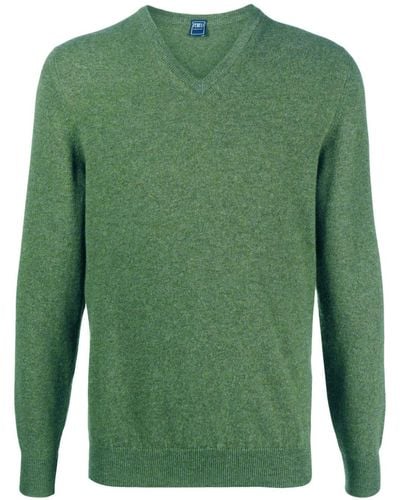 Fedeli V-neck.cashmere Sweater - Green