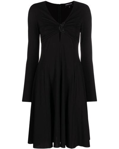 Emporio Armani Crystal-embellished Minidress - Black