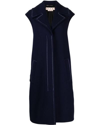 Marni Contrast-stitching Single-breasted Gilet Coat - Blue