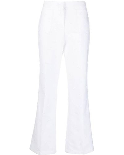 Giambattista Valli Pantalon ample à broderies - Blanc
