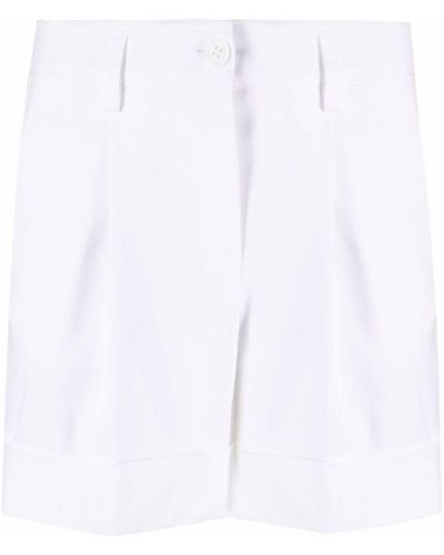 P.A.R.O.S.H. Turn-up Hem Cotton Shorts - White