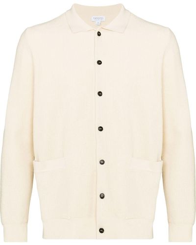 Sunspel Buttoned-up Knitted Cardigan - Natural