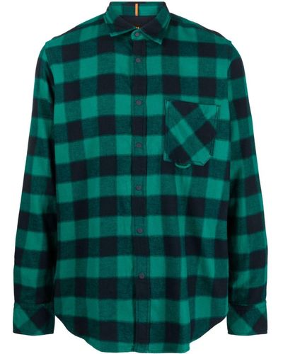 BOSS Check-print Cotton Shirt - Green