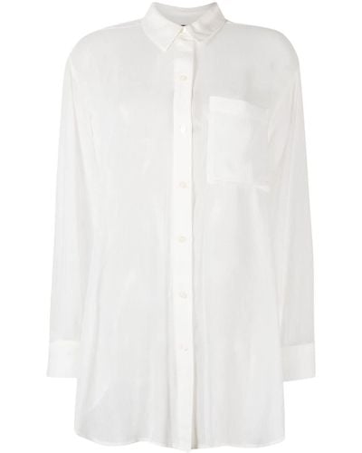 DKNY Semi-sheer Long-sleeve Shirt - White