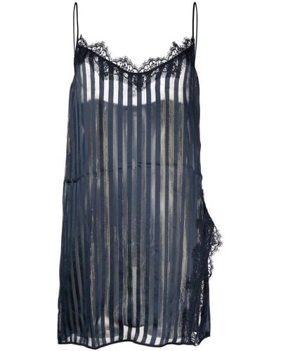 Oséree Striped Silk-blend Nightdress - Blue