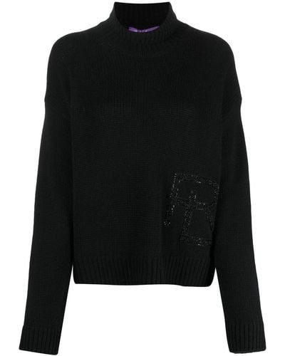 Ralph Lauren Collection Logo-embellished Turtleneck Sweater - Black
