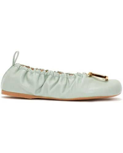 JW Anderson Puller Leather Ballerina Shoes - Green