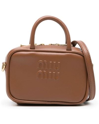 Miu Miu Handtasche mit Logo-Prägung - Braun