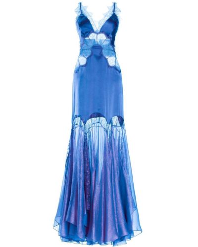 Maria Lucia Hohan Issa Lace Satin Gown - Blue