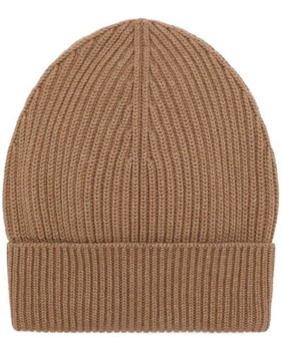 Dolce & Gabbana Ribbed-knit Turn-up Beanie - Brown